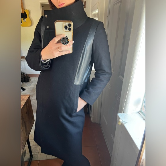 HELMUT LANG Wool coat with partial fur lining - Picture 4 of 7